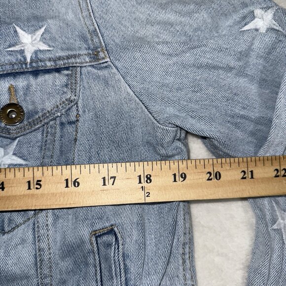 Women’s Pistola Denim Jean Jacket  Embroidered Stars Size Large - Picture 3 of 7